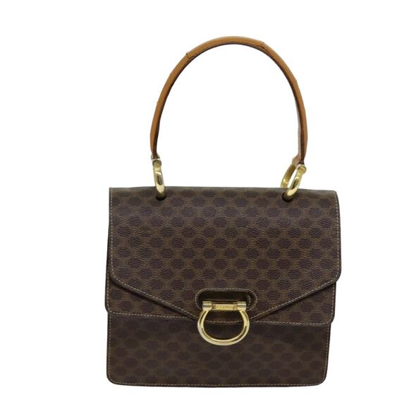 CELINE Macadam Canvas Hand Bag Pvc Brown - Picture 2 of 13